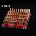 Clear 5-tier acrylic nail polish display stand with tiered ladder design for salon use - Quintuple Layer Style / 宽31cmx长22.3cmx高17.8cm