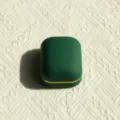 Elegant dark green matte jewelry ring box with gold trim for wedding proposals and gift - Ring Box / Dark Green Ring