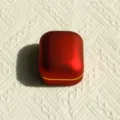 Elegant red square LED jewelry box with a satin finish and gold trim for engagement rings. - Ring Box / Bright Red Ring