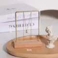 Soporte de joyería de metal y madera con dimensiones de 11cm de alto y 9cm de ancho - Soporte de Joyas de una Sola Barra de Metal
