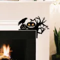 Halloween pumpkin crow door corner decoration, scary black acrylic holiday decor sign for home. - Raven and Pumpkin