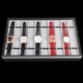 Espositore professionale per orologi a 10 scomparti con telaio in PVC nero e fodera grigia - Supporto per Esposizione a 10 Scomparti / Grigio