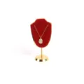 Detalle del soporte de collar de metal dorado y terciopelo rojo de alta gama - 12cm / Rojo