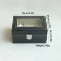 Black PU leather watch storage box with 3 slots and glass window - 3-Slot Case / Pinhole Pattern-3 Slots (Black/Beige)