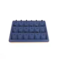 Blue PU leather jewelry display tray with multiple slots for rings and pendants - 18-Grid Pendant Display Tray / Sapphire Blue