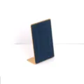Professionele L-vormige goudkleurige metalen en blauw fluwelen sieradenstandaard voor ringen - Donkerblauw