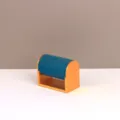 Elegante espositore per orologi in velluto blu con base in metallo arancio-oro opaco - Blu lago
