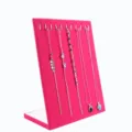Fuchsia L-shaped velvet jewelry display stand for necklaces and bracelets organizer - 12 Hooks / Rose Red