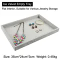 Grijze fluwelen sieradendisplay lade 35x24x3cm voor ringen en kettingen winkel - Grote Lege Sieraden Tray / 35*24*3CM Grijs Fluweel