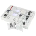 Grijze fluwelen sieradendisplay met 12 vakken voor horloges en armbanden met kussentjes - 35*24*5cm / Ijsgrijs Fluweel