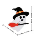 Detalle del adorno de fantasma de Halloween que muestra las dimensiones precisas para la decor. - Fantasma con Escoba