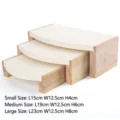 Premium 3-piece solid wood jewelry display stand set with cream-colored leather top - Three-Piece Set / White Leather