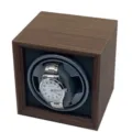 Premium black walnut wooden automatic watch winder box for luxury mechanical timepieces - Black Walnut Grain - Black Gray Interior / Single Watch Slot