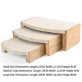 Three-piece solid wood jewelry display stand set with curved fabric tops - Three-Piece Set / Beige Velvet