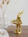 Vintage golden rabbit figurine jewelry display tray for elegant product photography - Standing Rabbit / Gold