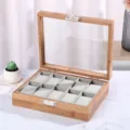 Premium Uhrenbox aus Holz mit 10 Fächern, Palisander-Finish und klarem Sichtdeckel aus Glas - 10 Plätze