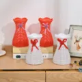 Plastik geflochtene Blumenvase Pflaumenblüte Korb bunten Heimdekoration Desktop Handwerk Topf - Weiß