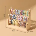 Espositore a 3 livelli in legno massiccio per elastici e bracciali, misure 30x25x12cm - Tre strati