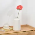 Artificial anthurium single stem red flower faux plant for home indoor decoration - Red