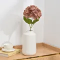 Artificial hydrangea flower in white ceramic vase desktop decor floral arrangement for home - Dark Brown