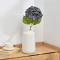 Artificial hydrangea flower stem in ceramic vase for home wedding floral decor arrangement. - Grey Blue