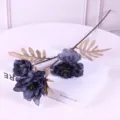 Dunkelblaue künstliche Pfingstrose Blumenzweig, Seidenblumen Dekor für Heim und Hochzeit. - Saphirblau