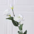 Künstlicher 3-Kopf weißer Seiden-Eustoma Blumenstiel für Heimdekoration und Party-Display. - Weiß