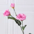 Artificial lisianthus 3-head pink fake silk flower home wedding decor single stem - Deep Pink