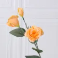 Artificial eustoma 3-head fake silk flower for home and wedding party decor arrangement. - Deep Champagne