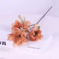 Künstliche 3-Kopf Pfingstrose Seidenblume, nordischer Stil Deko Blume für Hochzeit Zuhause. - Herbstorange