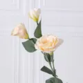 Artificial 3-head lisianthus silk flower branch for wedding home decoration and floral arrangements. - Champagne