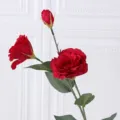 Künstliche Eustoma Seidenblume 3 Köpfe rote Kunstblume für Haus Hochzeit Party Deko Arrangement - Rot