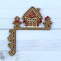 Christmas wooden door corner decoration, gingerbread house handmade holiday decor. - Gingerbread Man