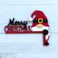 Christmas wooden door corner decoration, creative handmade festive hanging sign detail. - Right Side / Christmas Gnome
