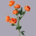 Artificial peony flower branch with 6 vibrant orange heads for home and wedding decor. - Orange