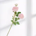 Europäische künstliche 3-Kopf-Pfingstrose Rosenblüte Zweig für Heimdekoration und Hochzeitsdeko. - Cremiges Rosa