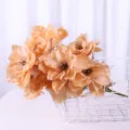 9-Kopf Künstliche Pfingstrose Blumenstrauß Seidenblumen für Hochzeit Wohnzimmer Deko - Herbstgelb