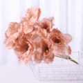 Künstlicher 9-Köpfe Pfingstrosen Blumenstrauß Einzelner Zweig für Hochzeit Deko Seidenblumen - Herbstrosa
