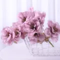 Artificial peony bouquet silk flowers 9 heads fake floral for wedding home decor party styling - Light Purple