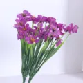 Artificial violet flowers bouquet purple faux silk floral decor for home wedding party - Purple