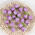 Künstliche violette Rosenblüten Knospen für DIY Handgelenk Blumen Zubehör Großhandel - Dunkellila