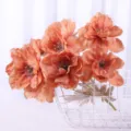 Artificial peony flowers 9 heads silk bouquet home wedding party decor floral arrangement - Autumn Orange