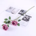European style 3-head artificial peony rose silk flowers for home decor living room tabletop. - Purple