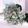 Artificial hydrangea flower single branch vintage grey green floral decor for home wedding - Teal
