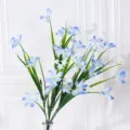 Künstliche 7-Gabel Frühlings-Orchidee Kunststoff Blumenstrauß Deko blau weiß floral - Blau