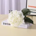 White artificial hydrangea flower bouquet 11 forks mini fake floral arrangement wedding decor - White