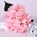 Pink artificial hydrangea flower single branch soft touch floral home wedding decoration - Pink
