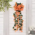 Kuenstliche Blumen Haengepflanze orange Blueten Ranke Wanddeko fuer Balkon Zuhause Hochzeit - Orange