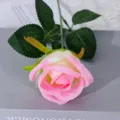 Τεχνητό ροζ λευκό ντεγκραντέ τριαντάφυλλο μονό κλαδί μεταξωτό λουλούδι για διακόσμηση - Ροζ