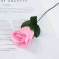 Einzelner künstlicher Seidenrosen Blumenstiel für Wohnkultur Fotografie Requisite rosa - Rosa